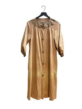 Vintage Gold Satin Button-Front Women’s house Dress 60’s
